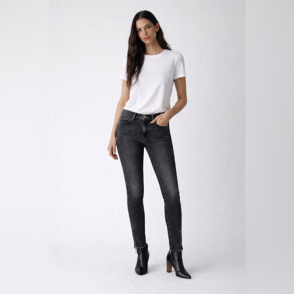 Anine Bing Black Skinny Zip Jeans ~ Washed Grey {$320}